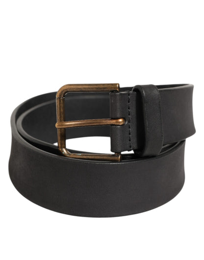 Black Leather Metal Buckle Classic Men Belt