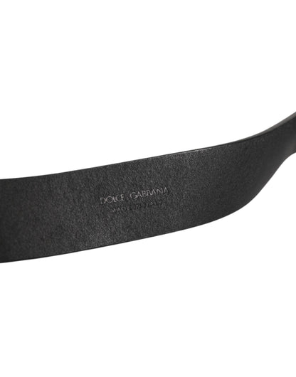 Black Leather Metal Buckle Classic Men Belt