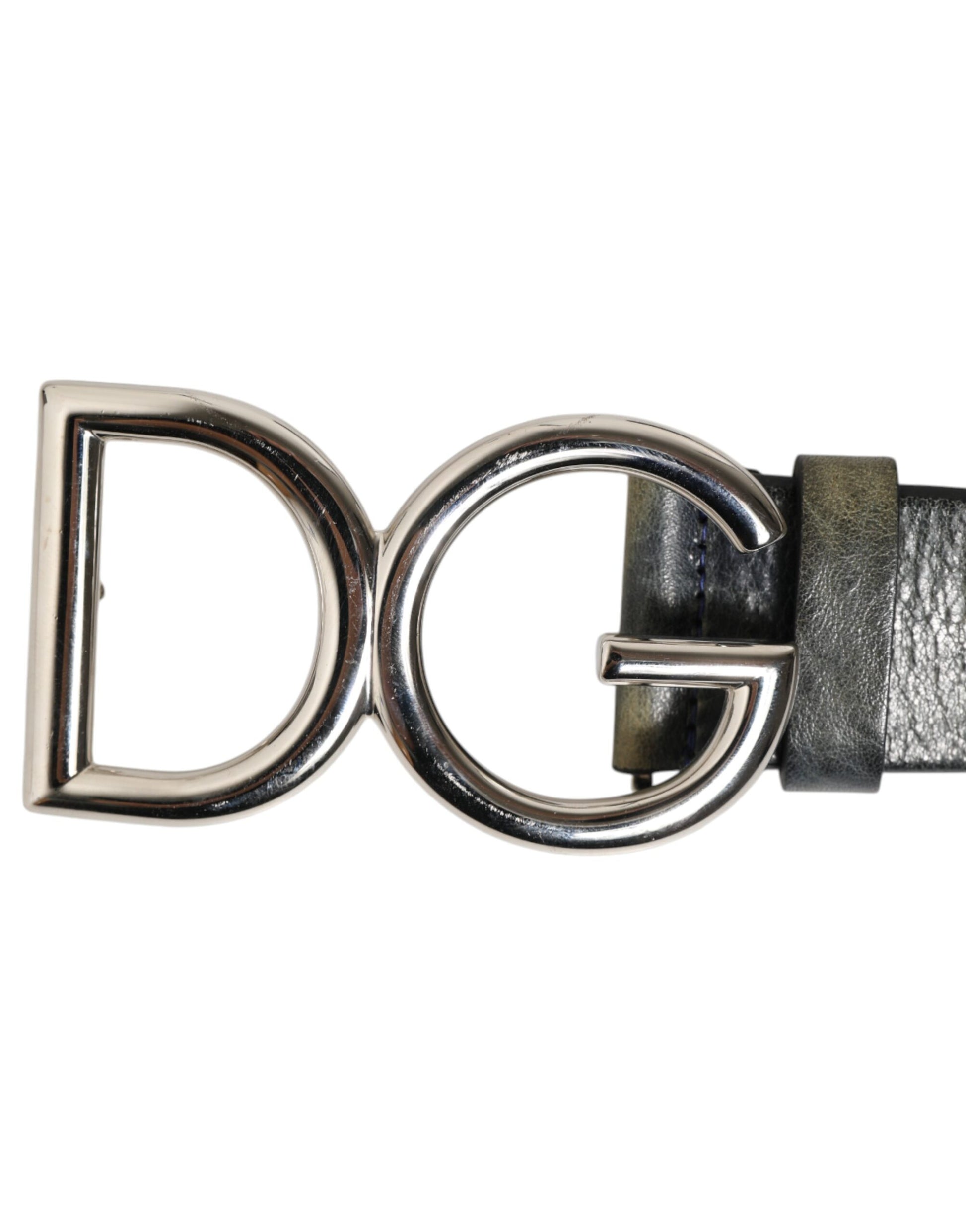 Black Classic Silver Metal DG Logo Buckle Belt