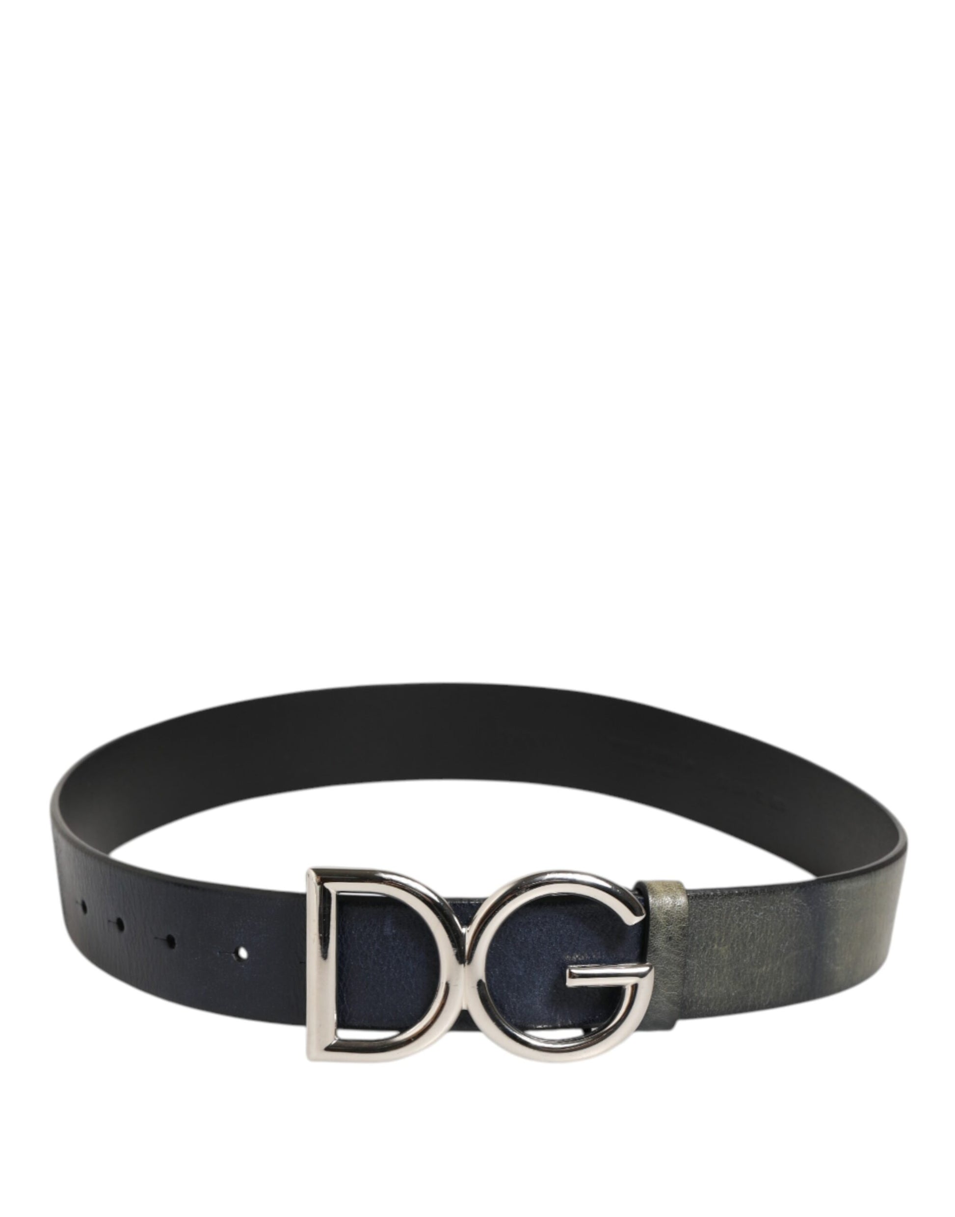 Black Classic Silver Metal DG Logo Buckle Belt