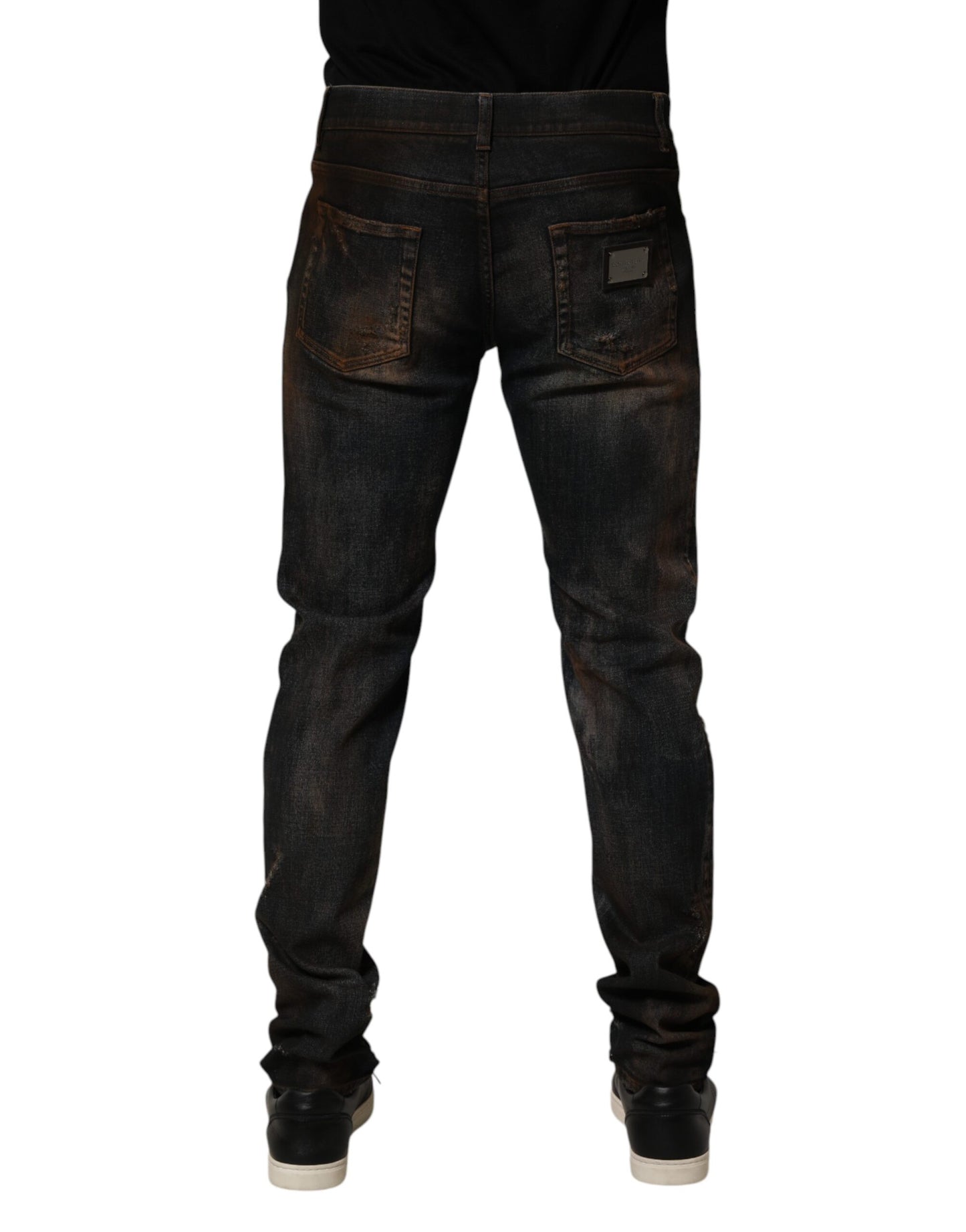 Black Cotton Skinny Tattered Men Denim Jeans