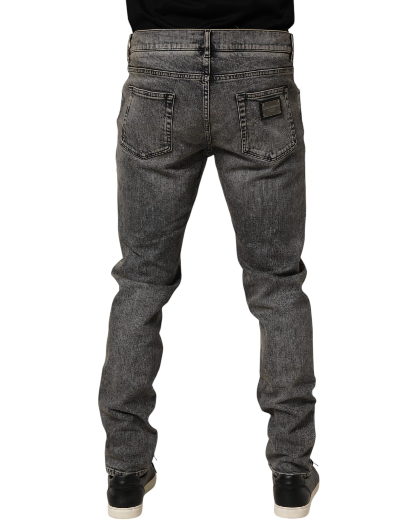 Gray Cotton Stretch Slim Fit Men Denim Jeans