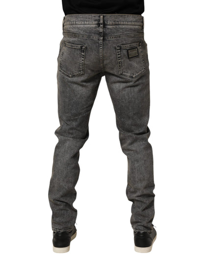 Gray Cotton Stretch Slim Fit Men Denim Jeans