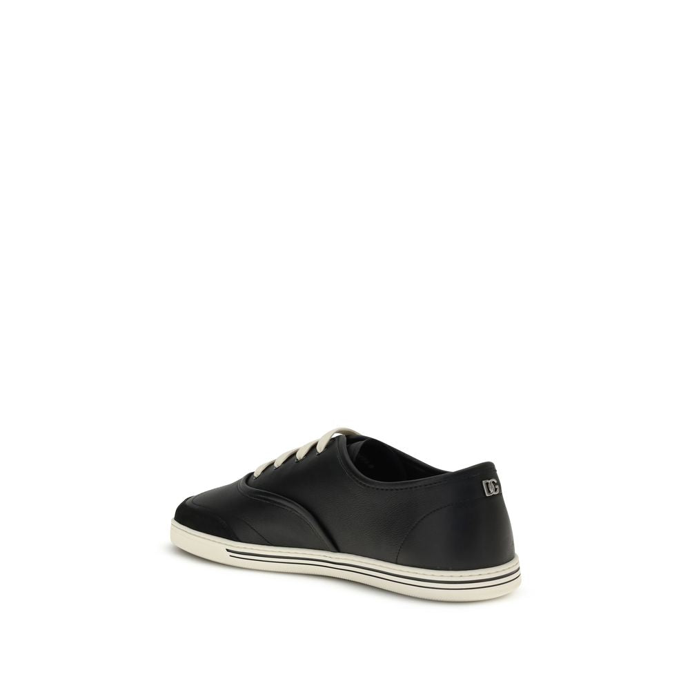 Black Leather Low Top Sneakers