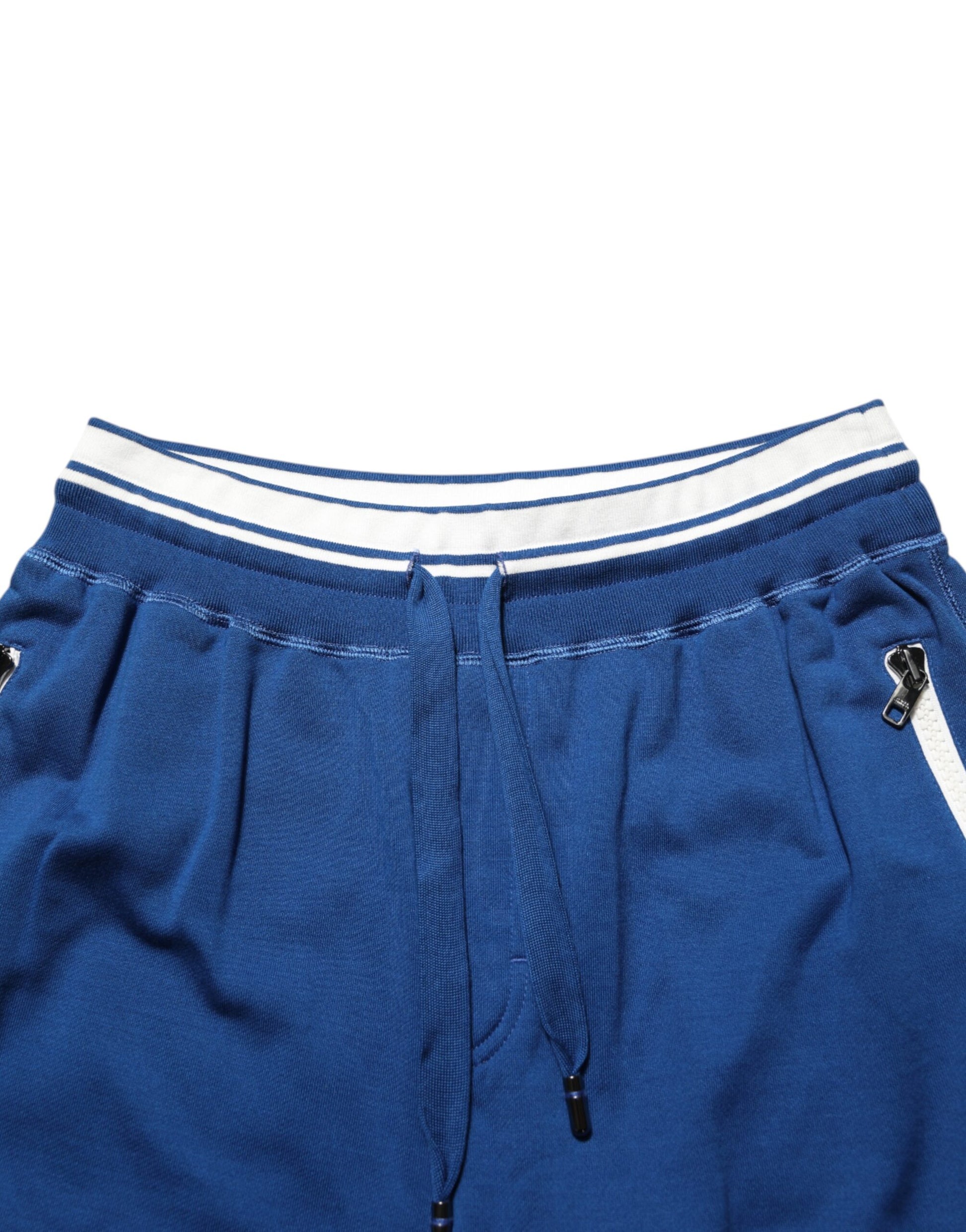 Blue Cotton Blend Bermuda Sweatpants Shorts