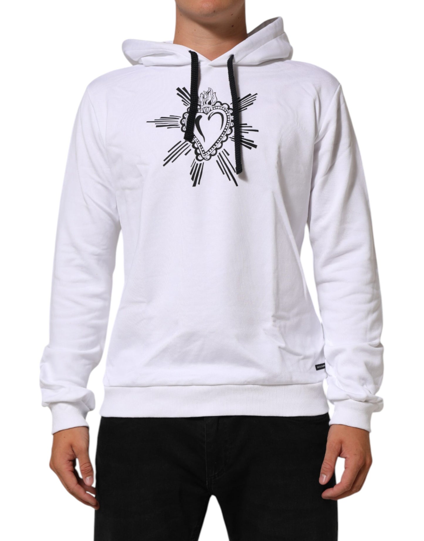 White Sacred Heart Hooded Sweatshirt Sweater