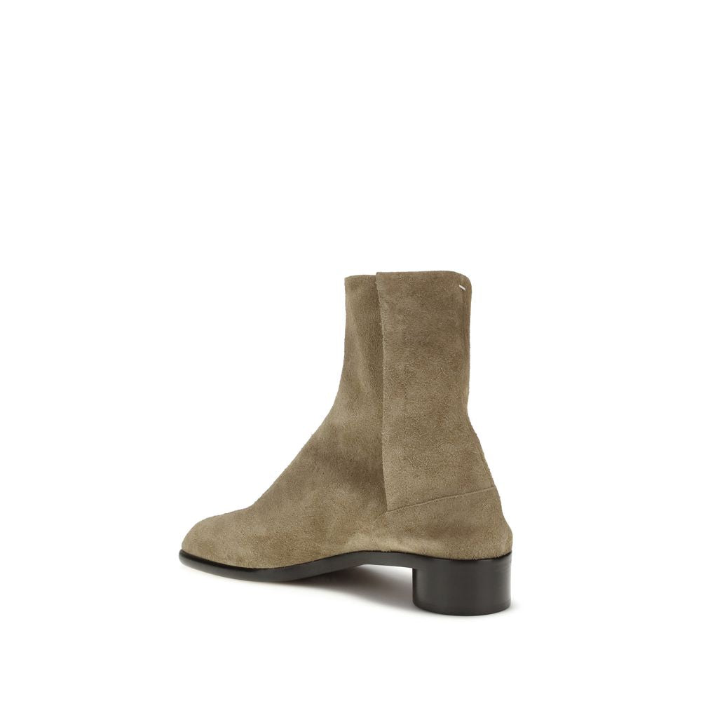 Beige Leather Ankle Boots