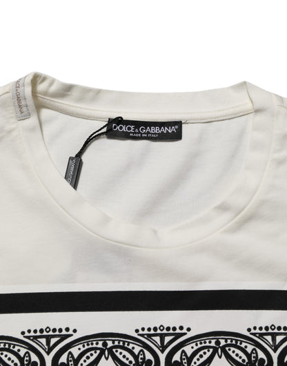 White Cotton Logo Bandana Print Men T-shirt
