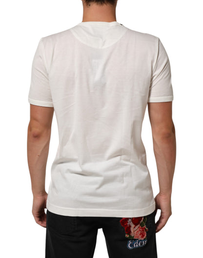 White Cotton Goodluck 2020 Crew Neck T-shirt