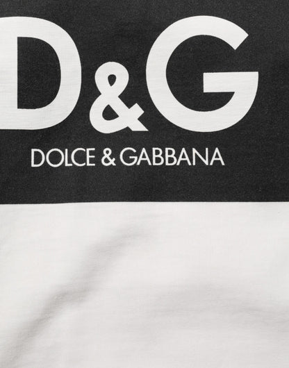 White Cotton Logo Print Crew Neck Men T-shirt