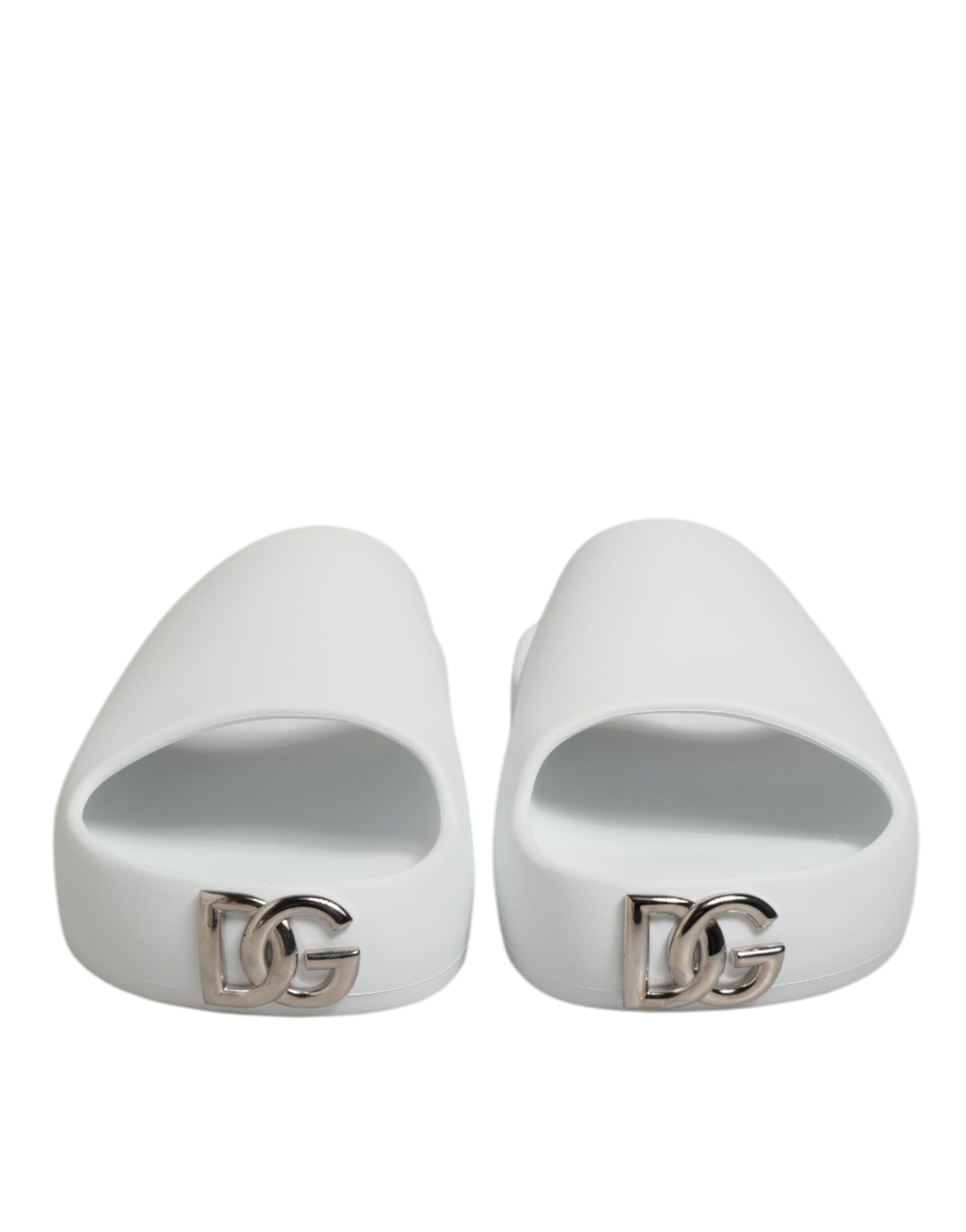 White Logo Slides Sandals Men Beachwear Shoes
