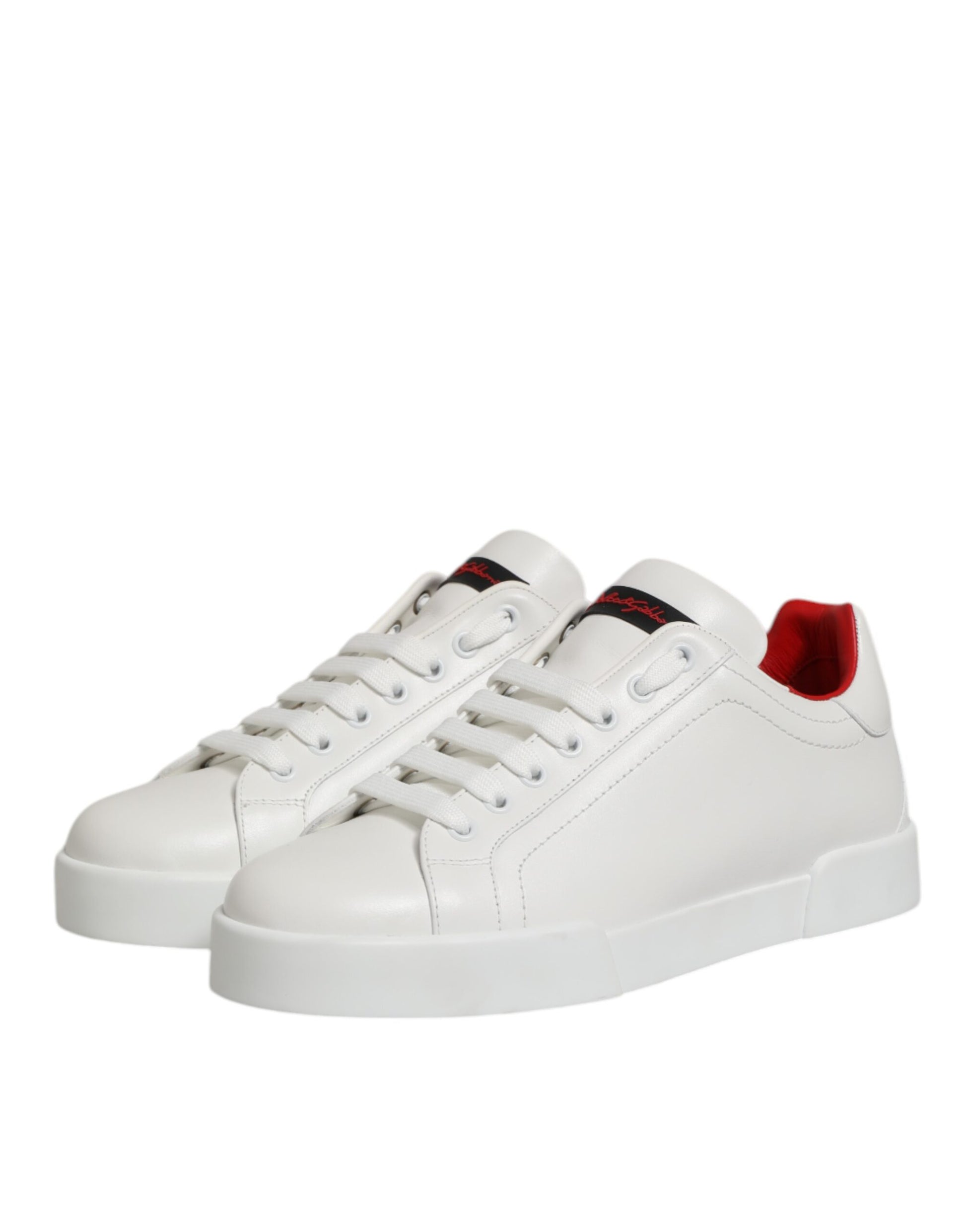 White Leather Lace Up Low Top Sneakers Shoes