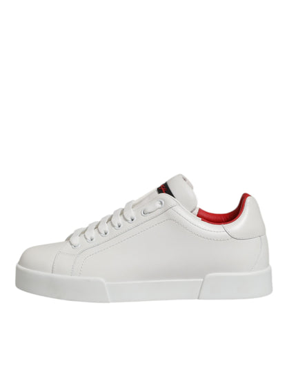 White Leather Lace Up Low Top Sneakers Shoes