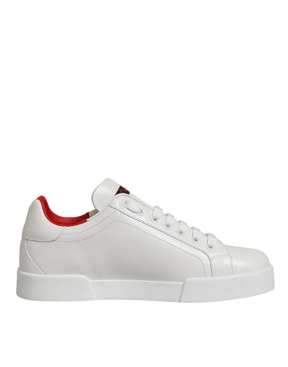 White Leather Lace Up Low Top Sneakers Shoes
