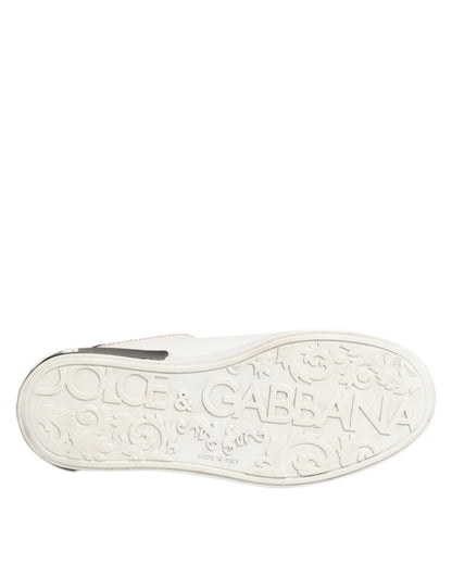 White Black Leather Low Top Sneaker Shoes
