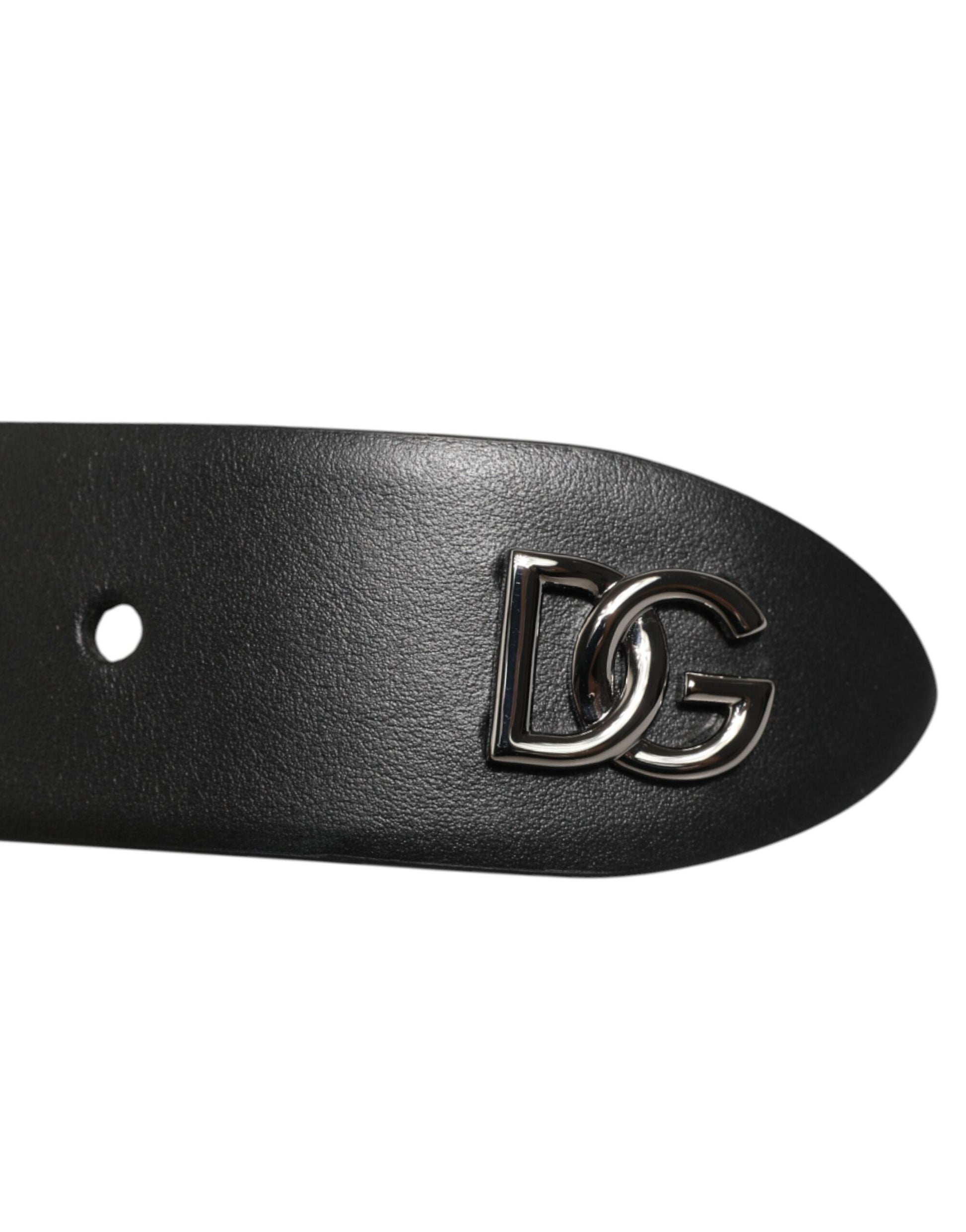 Black Calf Leather Studded Silver Buckle Belt