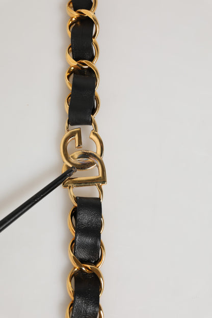 Black Leather Gold Chain Bag Accessory Shoulder Strap