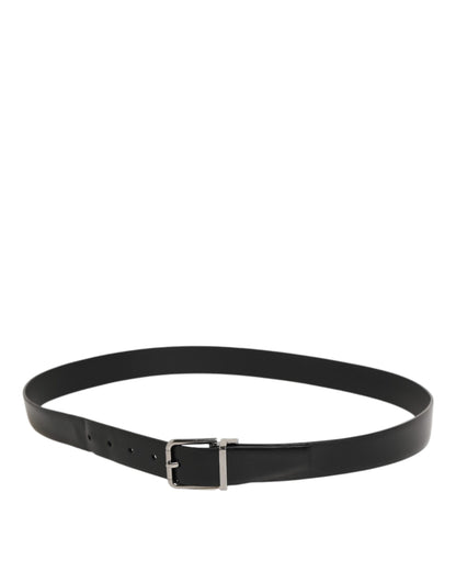 Black Leather Classic Metal Buckle Men Belt