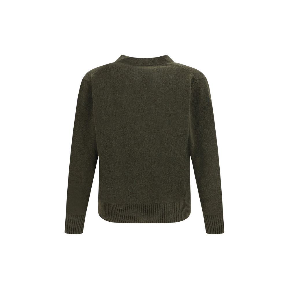 Green Fleece Wool Cardigan