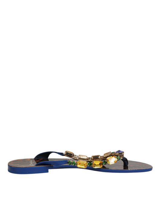Blue Crystals Flats Sandals Beachwear Shoes