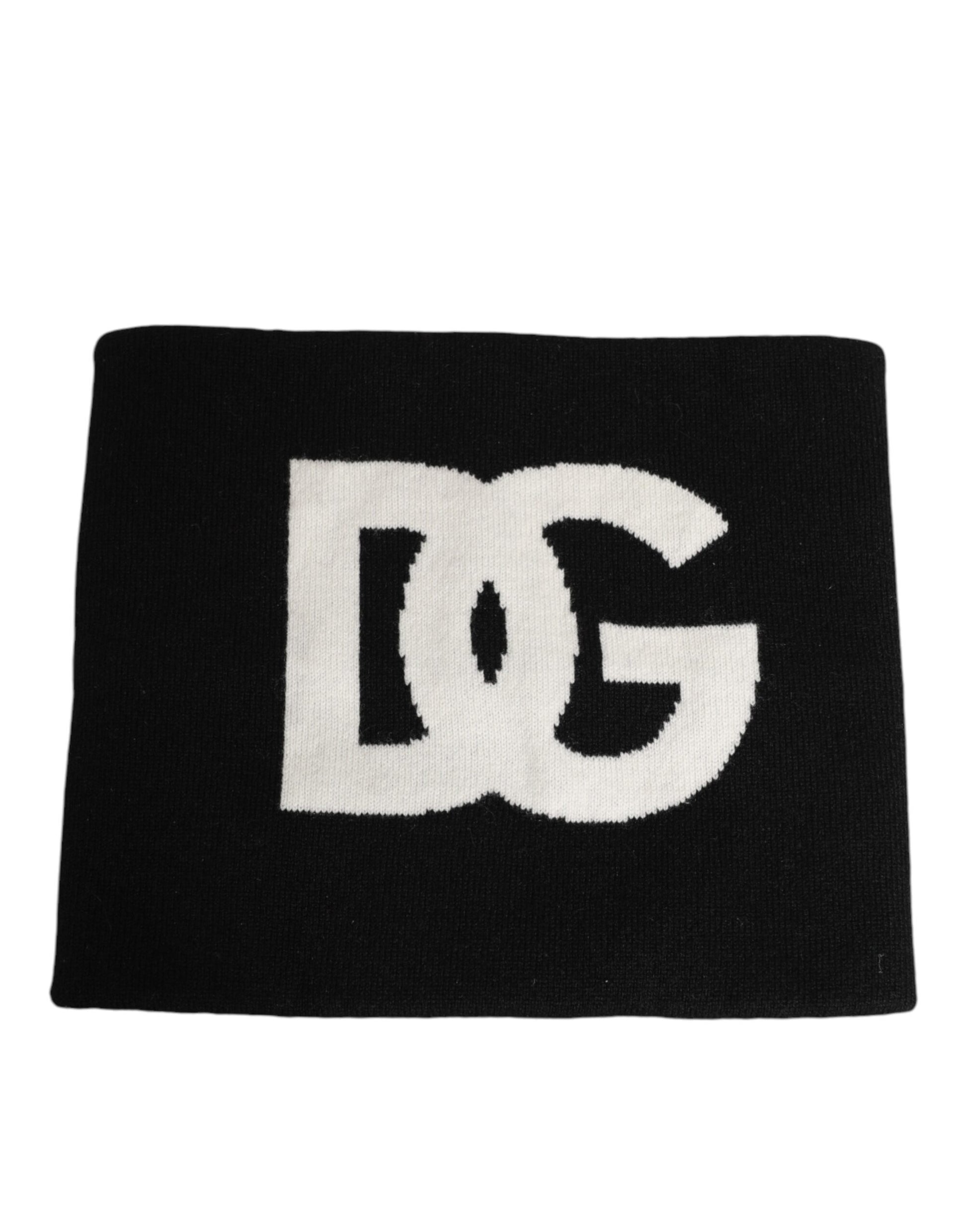 Black D&G Logo Cashmere Knitted Men One Size Scarf