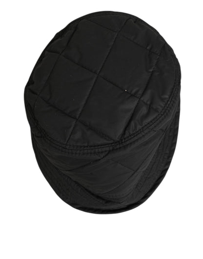 Black Nylon Quilted Bucket Men Capello Hat