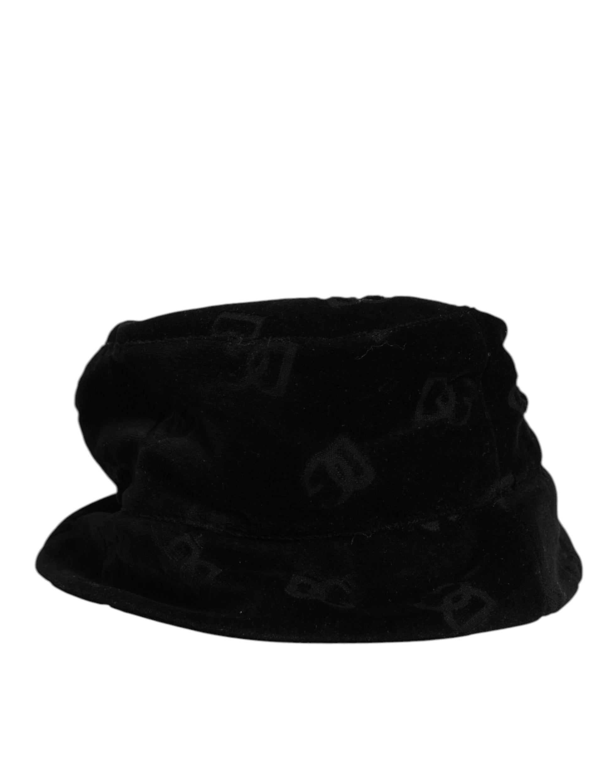 Black Cotton Suede Bucket Logo Capello Hat