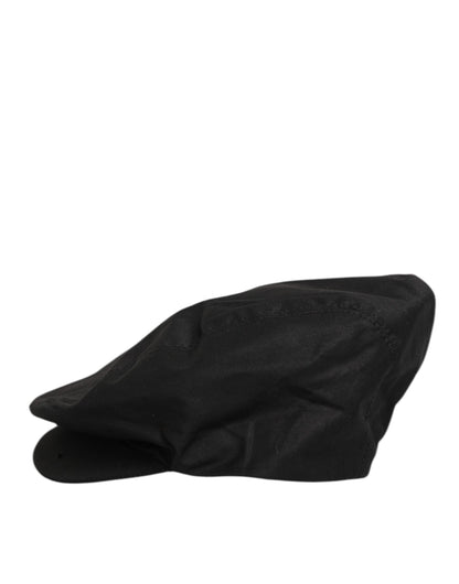 Black Cotton Stretch Newsboy Cloth Capello Hat