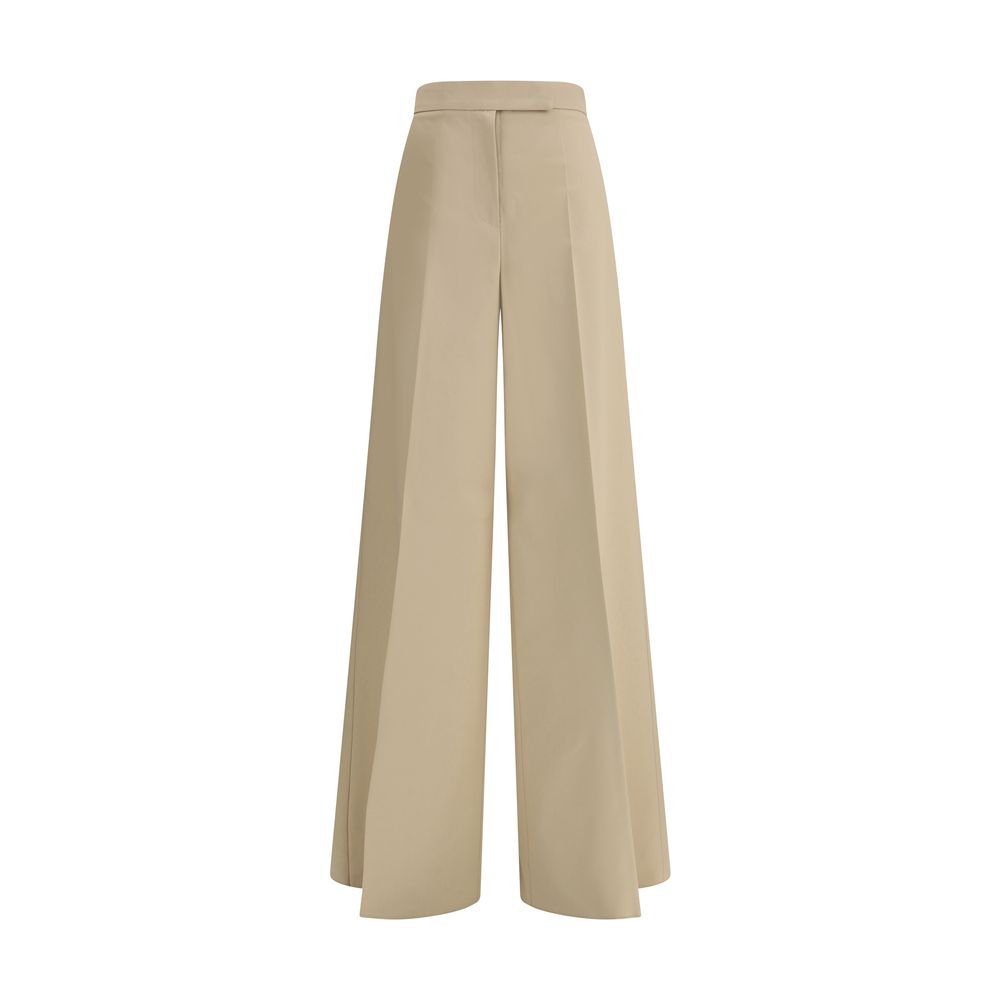 Beige Cotton Casual Pants