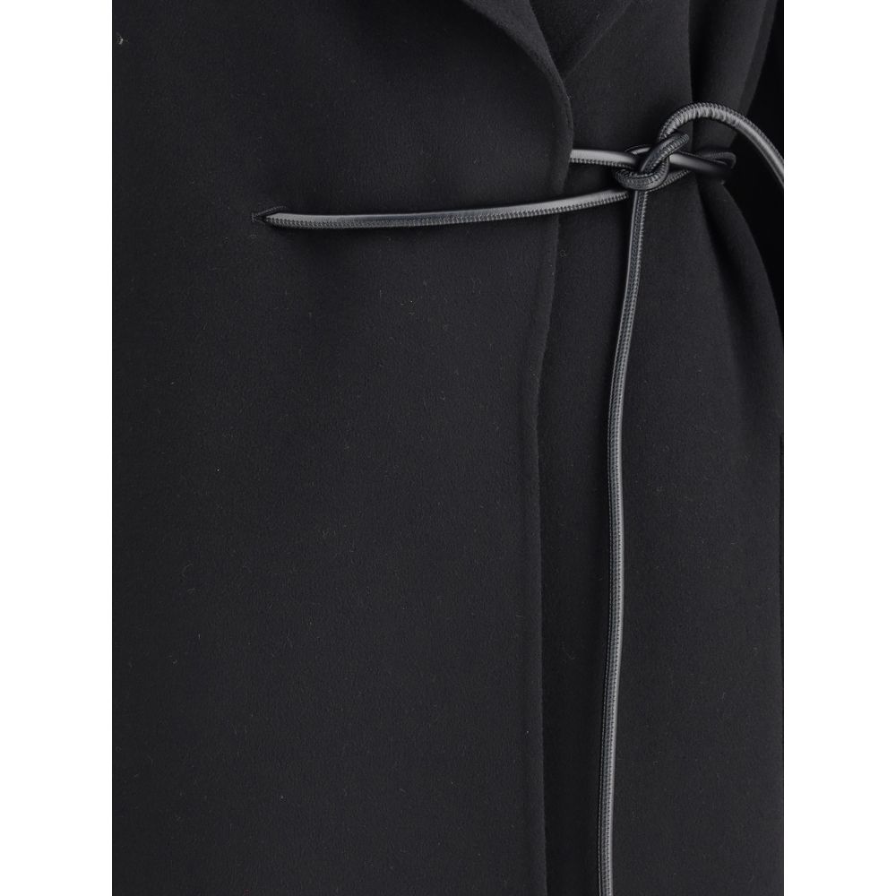 Black Fleece Wool Coat