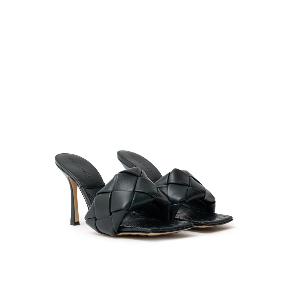 Green Leather Stiletto Heel Sandals