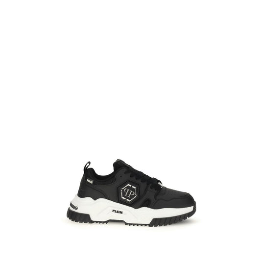 Black Polyester Athletic Sneakers