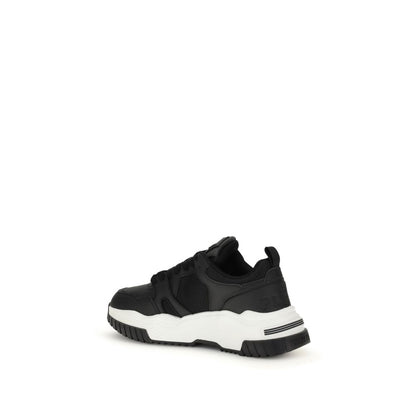 Black Polyester Athletic Sneakers