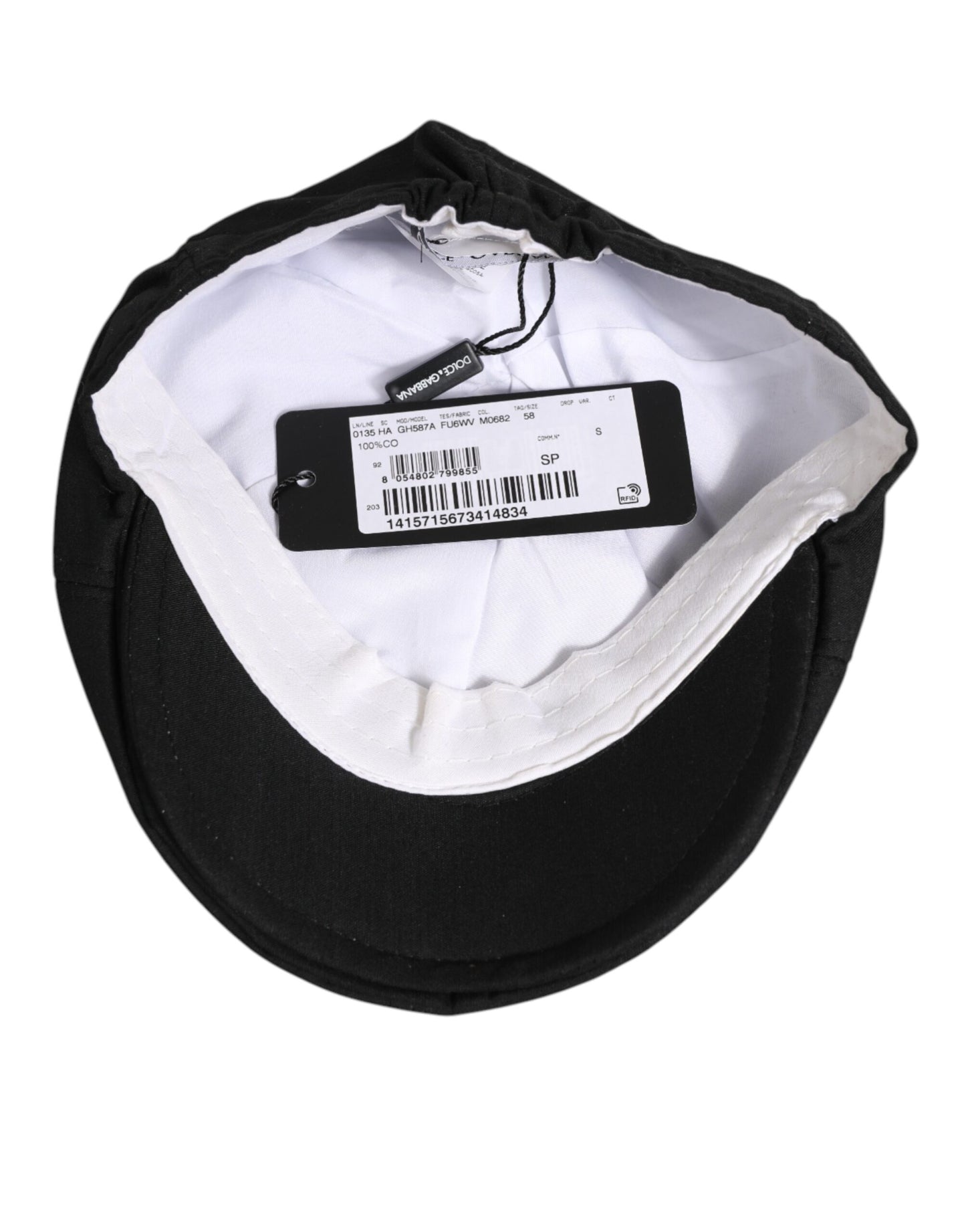 Black Cotton DG Logo Newsboy Cloth Capello Hat