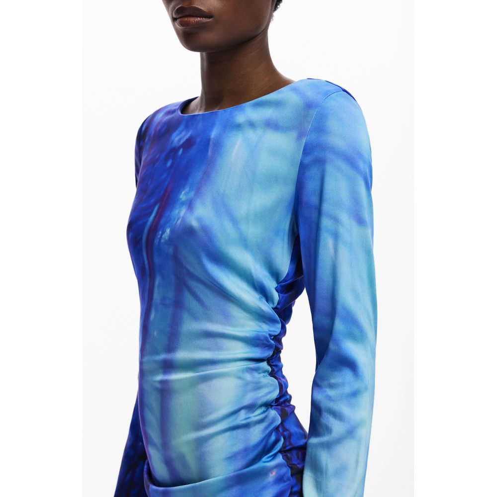 Blue Viscose Women Dress