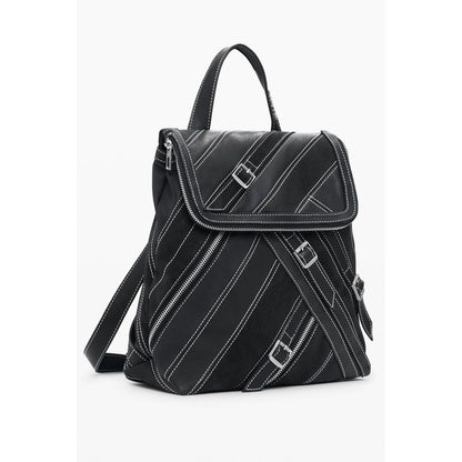 Black Polyethylene Women Backpack