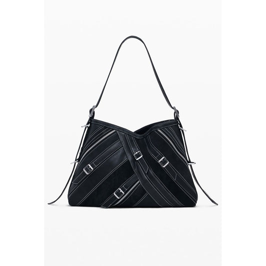 Black Polyethylene Women Handbag