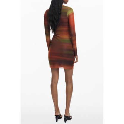 Orange Polyester Women Dress