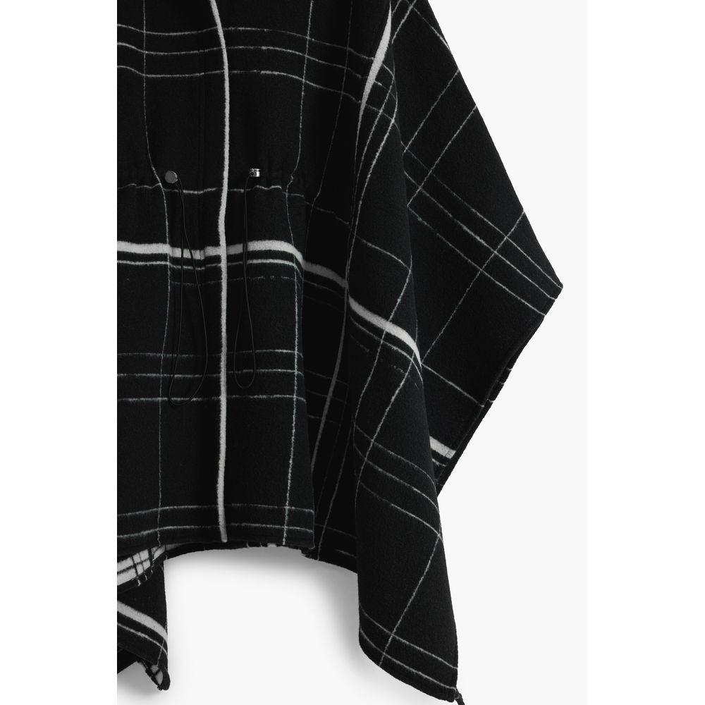 Black Wool Women Poncho