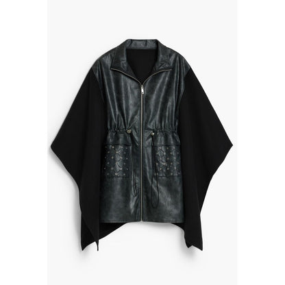 Black Polyester Women Poncho