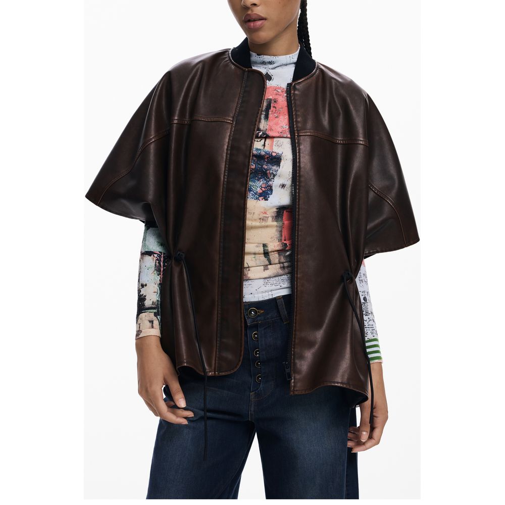 Brown Polyethylene Women Poncho