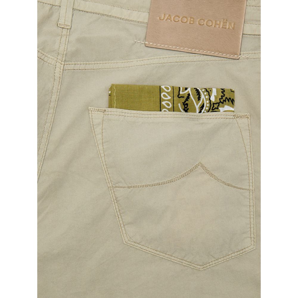 Beige Cotton Casual Pants