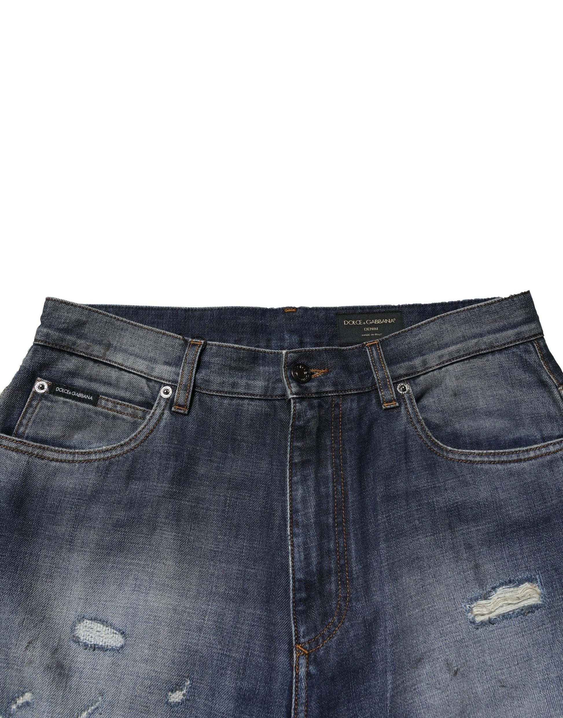 Blue Tattered Cotton Straight Men Denim Jeans