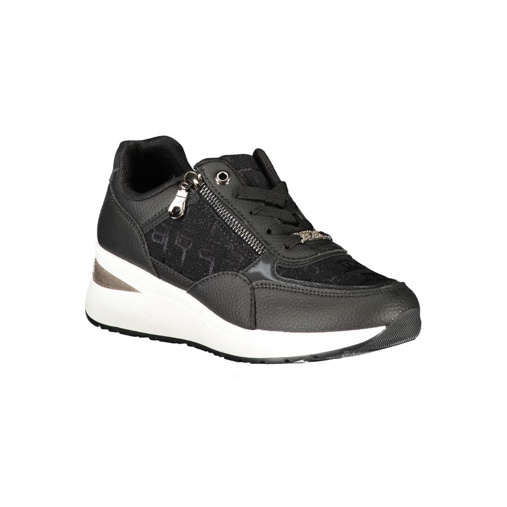 Black Polyester Women Sneaker