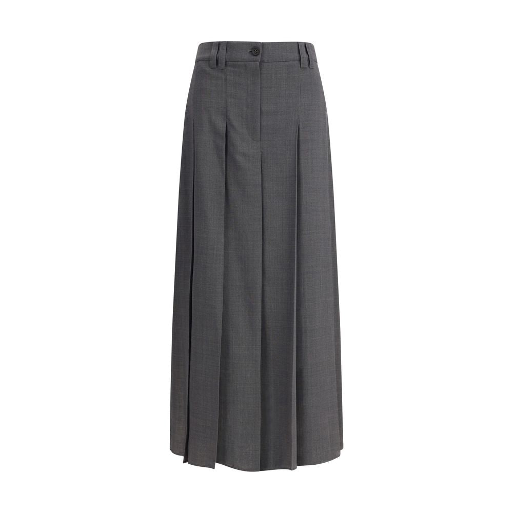 Gray Polyester Long Skirt