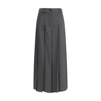 Gray Polyester Long Skirt