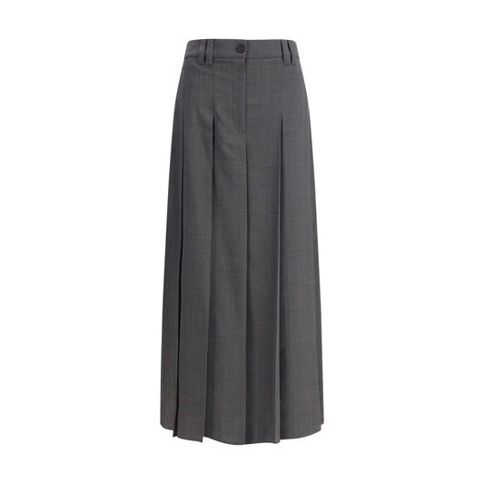 Gray Polyester Long Skirt