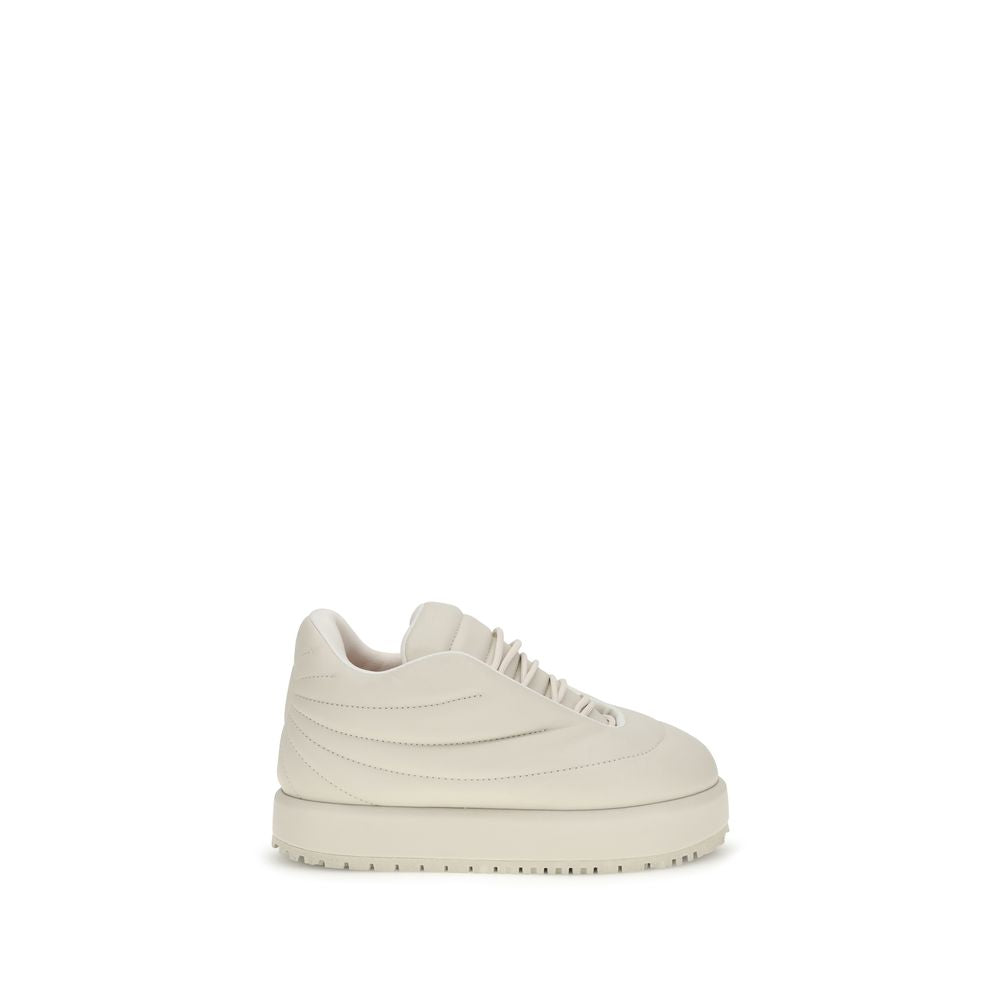 Cream Goatskin Platform Sneakers