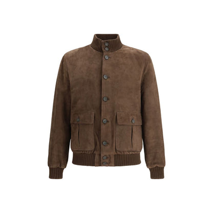 Brown Leather Bomber