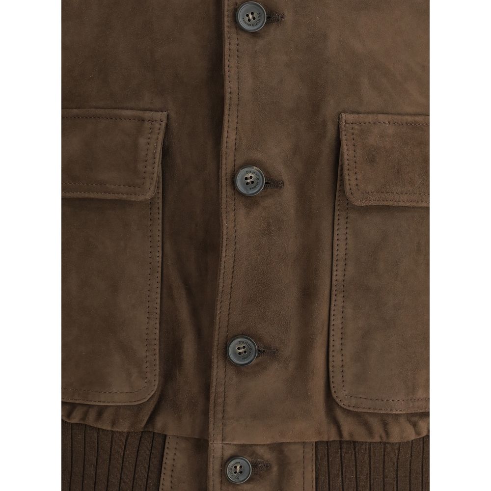 Brown Leather Bomber